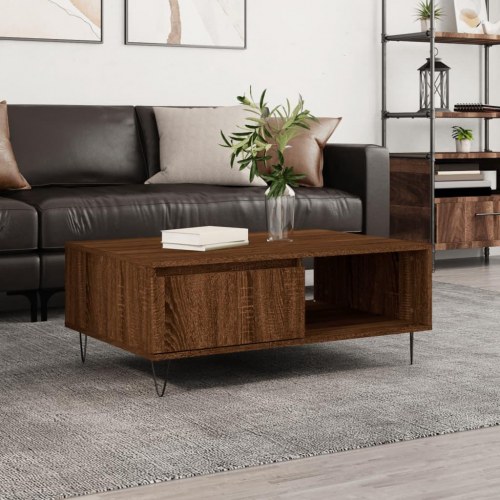 Sofabord 90 × 60 × 35 cm i konstrueret træ - brun egetræsfarve
