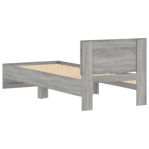 Sengeramme med sengegavl 90x200 cm konstrueret træ grå sonoma