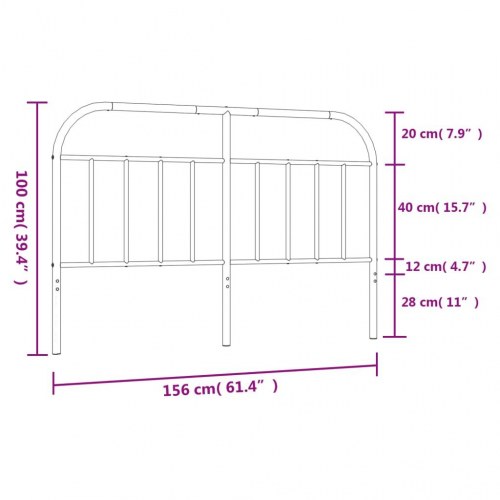 Sengegavl i metal 150 cm - sort