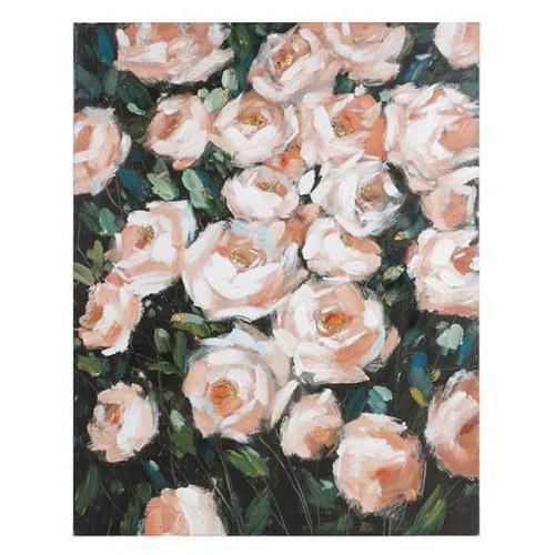 Oliemaleri på lærred - Roses med fyr-ramme, 80 × 100 cm