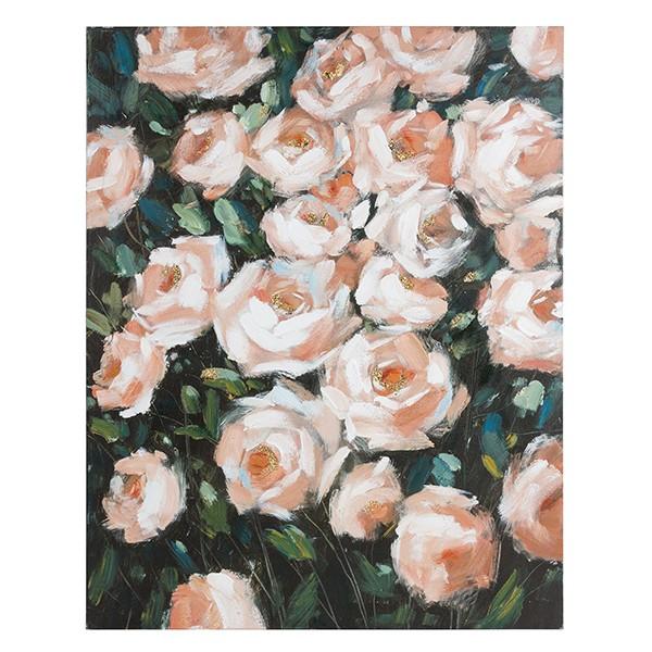 Oliemaleri på lærred - Roses med fyr-ramme, 80 × 100 cm