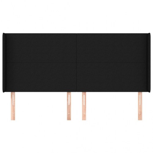 Sengegavl med kanter 163 x 16 x 118/128 cm - sort