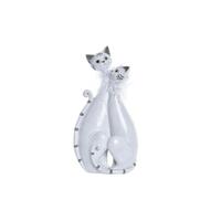 Dekorativ figur 15 x 10 x 29 cm Hvid Katte Romantisk