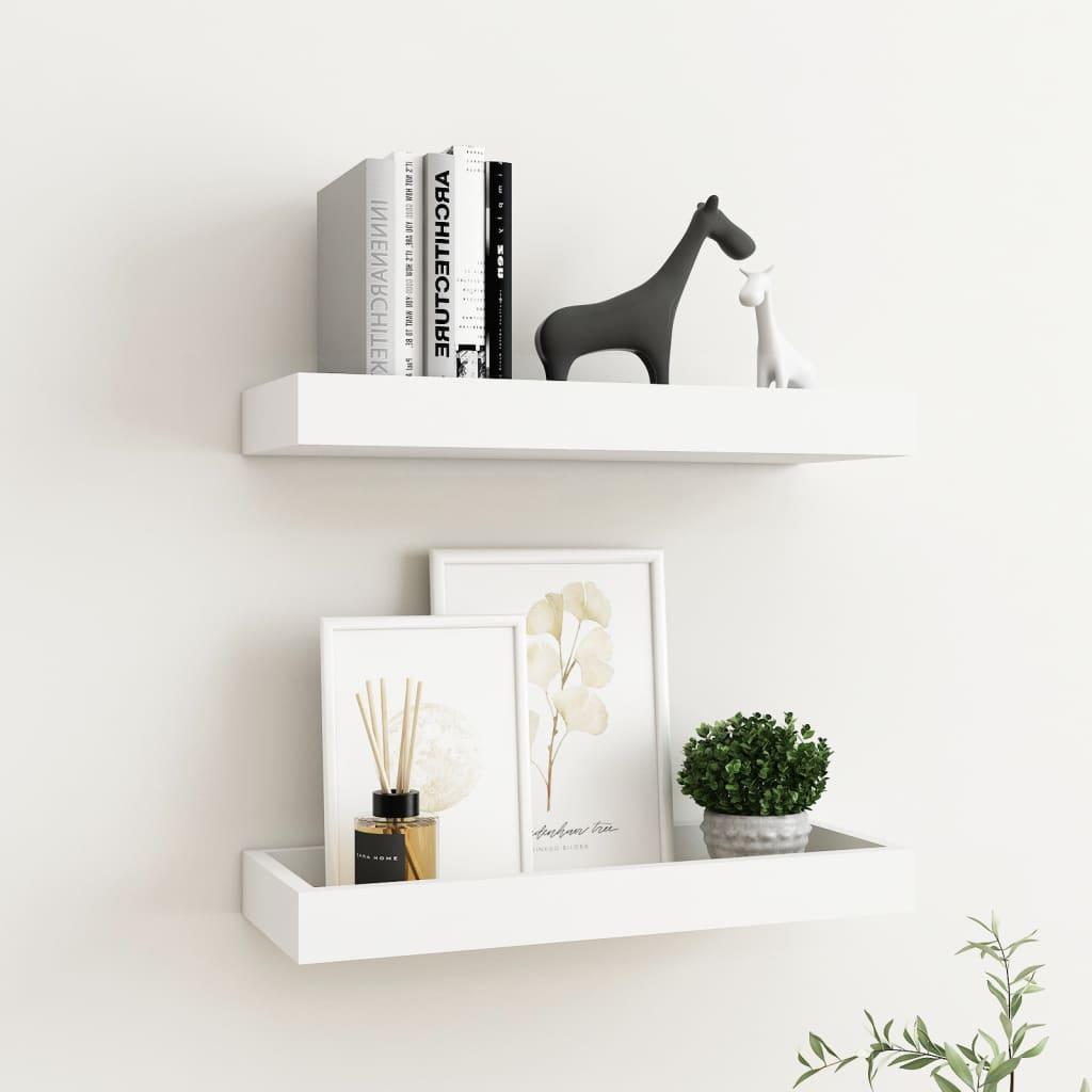 Væghylder med kanter 2 stk. 40x15x4 cm MDF hvid