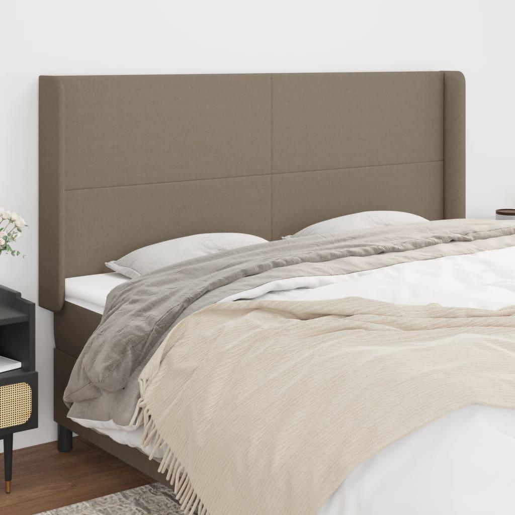 Sengegavl Med Kanter 83X16X78/128 Cm Stof - Gråbrun / 163 x 16 x 118/128 cm