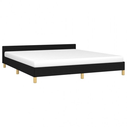 Sengeramme med sengegavl 160x200 cm - stof, sort