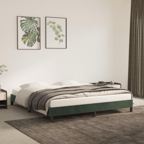 Sengeramme i fløjl - mørkegrøn 180×200 cm (uden madras)