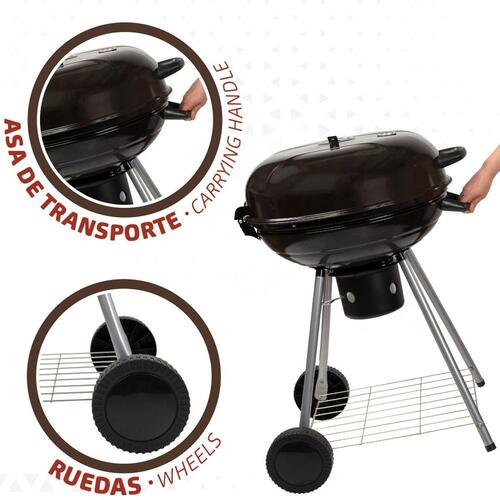 Kulgrill med hjul Aktive Aluminium Emaljeret metal tekstil 57 x 86 x 57 cm Sort