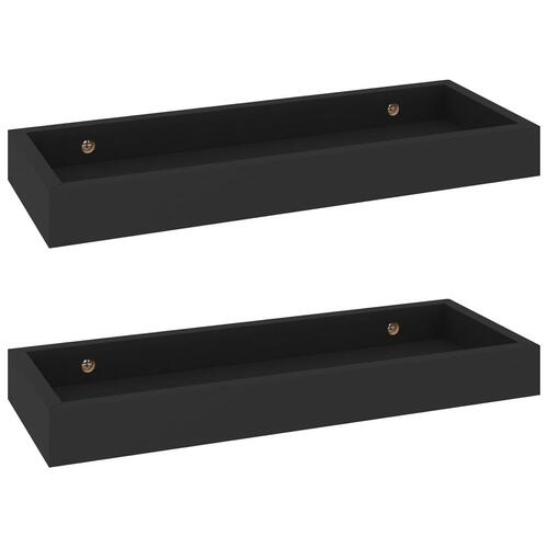 Væghylder med kanter 2 stk. 40x15x4 cm MDF sort
