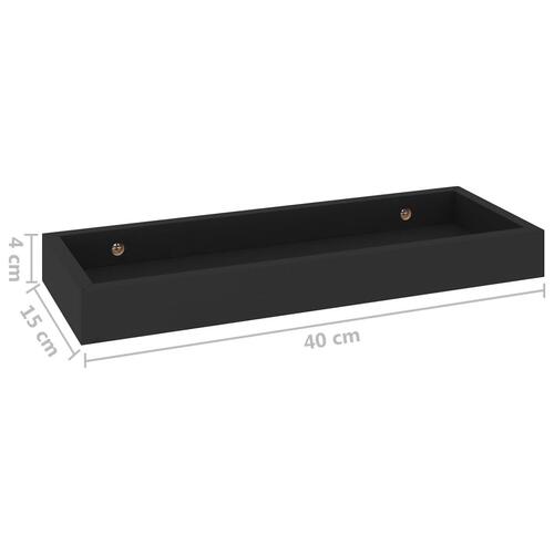 Væghylder med kanter 2 stk. 40x15x4 cm MDF sort