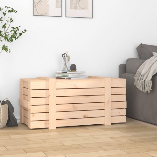 Opbevaringskasse med låg i massivt fyrretræ - 91 x 40,5 x 42 cm