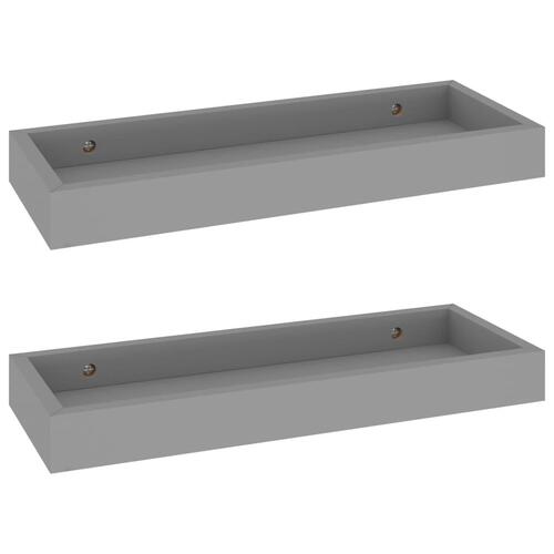 Væghylder med kanter 2 stk. 40x15x4 cm MDF grå