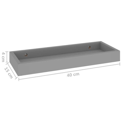 Væghylder med kanter 2 stk. 40x15x4 cm MDF grå