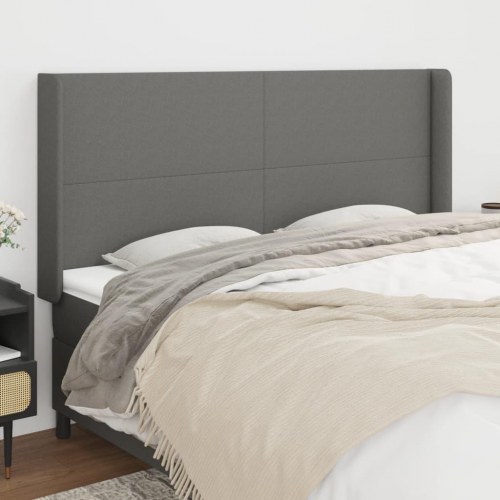 Sengegavl med kanter 183 x 16 x 118/128 cm - mørkegrå