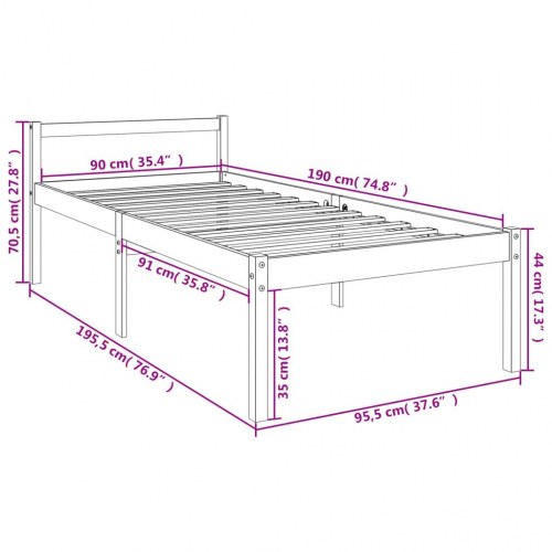 Seniorseng 100x200 cm massivt fyrretræ