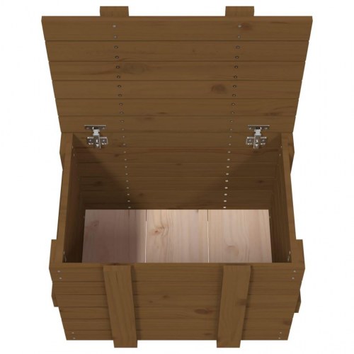 Opbevaringskasse med låg 58 x 40,5 x 42 cm massivt fyrretræ - gyldenbrun