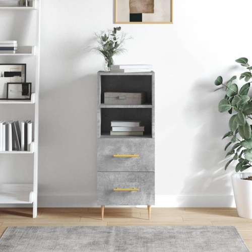 Skænk 34,5×34×90 cm i konstrueret træ - betongrå med metalben