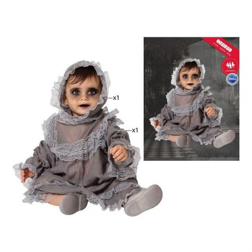 Kostume til babyer Halloween, grå - 6-12 måneder (2 dele)