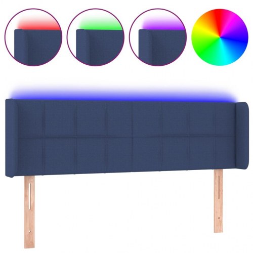 Sengegavl med LED-lys - blå, 147 x 16 x 78/88 cm