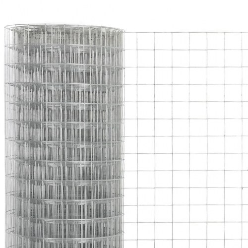 Hønsenet i galvaniseret stål 10 × 1,5 m - sølvfarvet