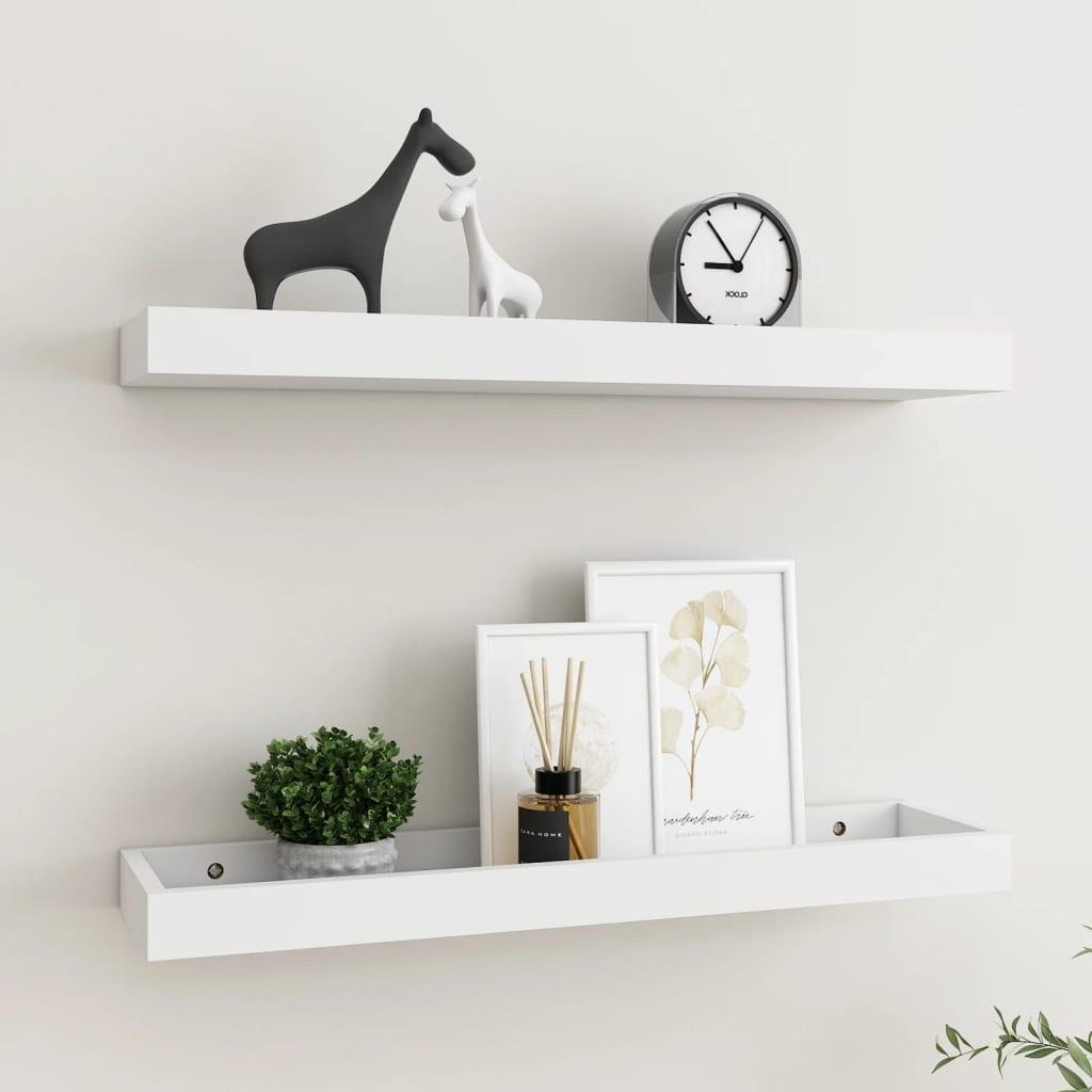 Væghylder med kanter 2 stk. 60x15x4 cm MDF hvid