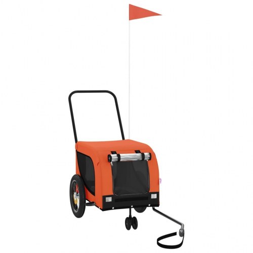 Hundetrailer til cykel i oxfordstof og jern - orange/sort
