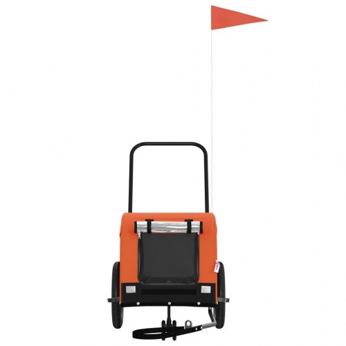 Hundetrailer til cykel i oxfordstof og jern - orange/sort