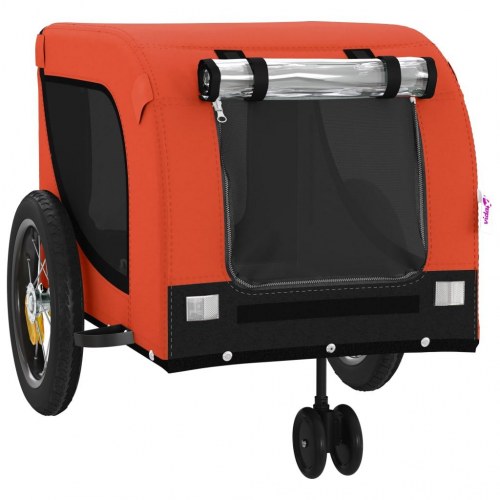 Hundetrailer til cykel i oxfordstof og jern - orange/sort