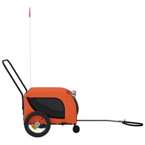 Hundetrailer til cykel i oxfordstof og jern - orange/sort