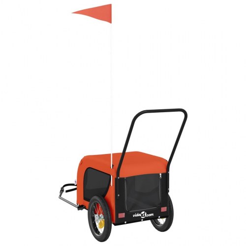 Hundetrailer til cykel i oxfordstof og jern - orange/sort