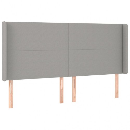 Sengegavl med kanter 203 x 16 x 118/128 cm - lysegrå