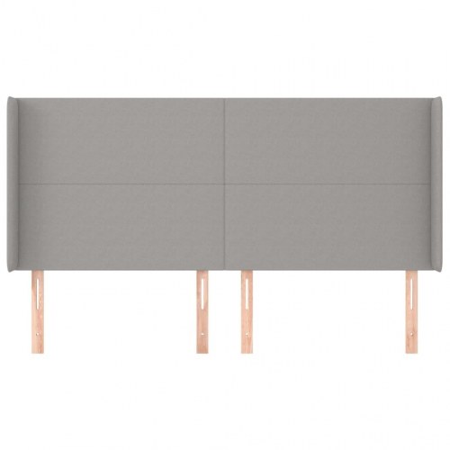 Sengegavl med kanter 203 x 16 x 118/128 cm - lysegrå