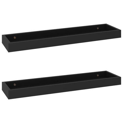Væghylder med kanter 2 stk. 60x15x4 cm MDF sort