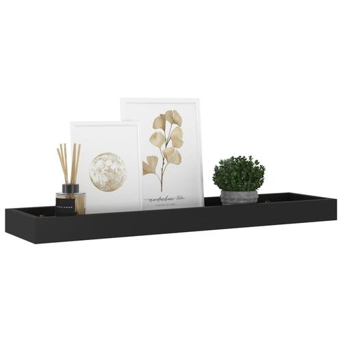 Væghylder med kanter 2 stk. 60x15x4 cm MDF sort