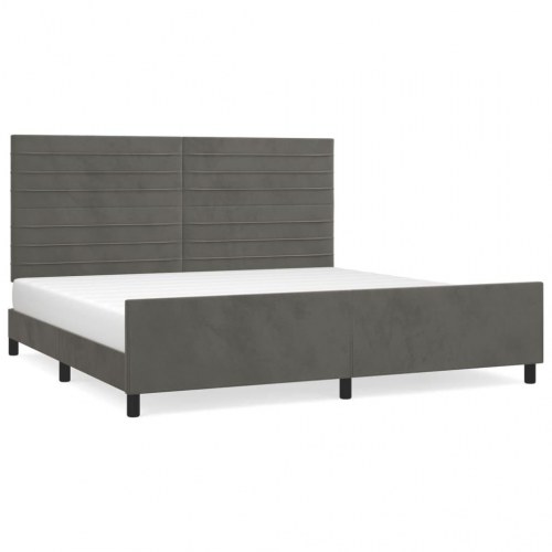 Sengeramme uden madras - mørkegrå fløjl 200 x 200 cm med justerbar sengegavl
