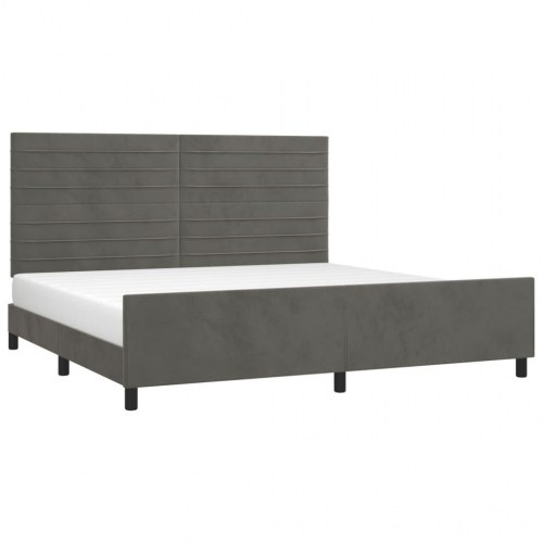 Sengeramme uden madras - mørkegrå fløjl 200 x 200 cm med justerbar sengegavl