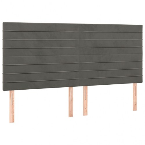 Sengeramme uden madras - mørkegrå fløjl 200 x 200 cm med justerbar sengegavl