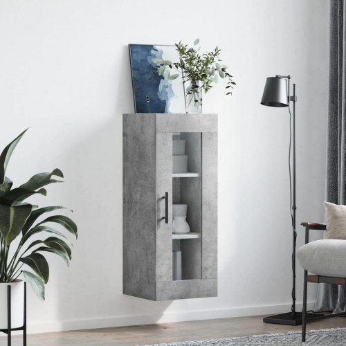 Vægskab 34,5 × 34 × 90 cm - betongrå med glaslåge