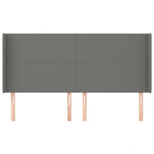 Sengegavl med kanter 203 x 16 x 118/128 cm stof - mørkegrå