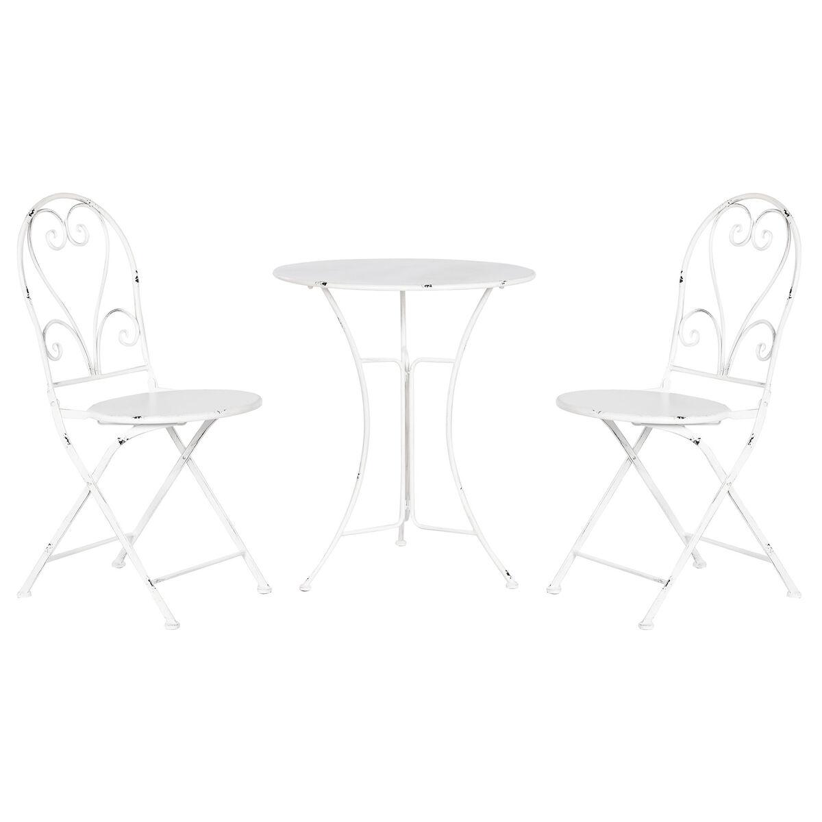 Spisebordsæt Med 2 Stole Home Esprit Hvid 60 X 60 X 70 Cm