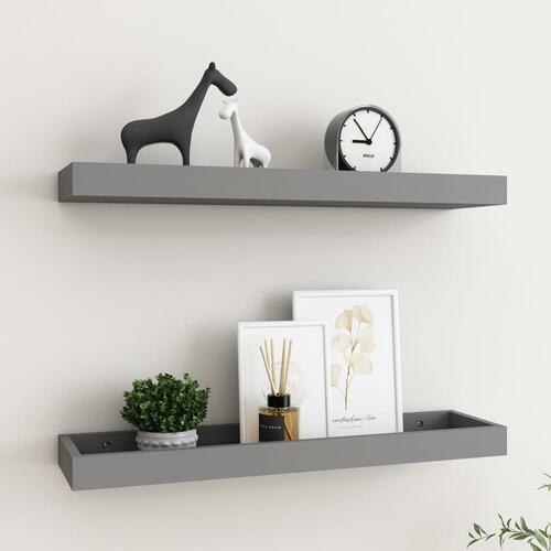 Svævehylder 2 stk. 60x15x4 cm MDF grå