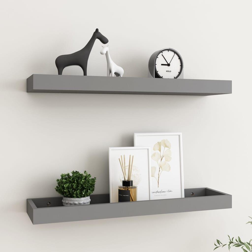Svævehylder 2 stk. 60x15x4 cm MDF grå