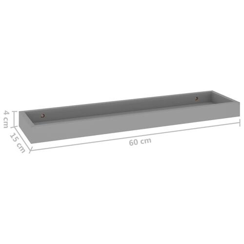 Svævehylder 2 stk. 60x15x4 cm MDF grå