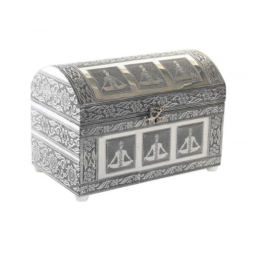 Smykkeskrin - grøn/sølv, træ og aluminium, 25 × 15 × 18 cm