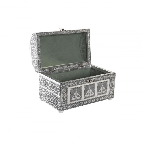 Smykkeskrin - grøn/sølv, træ og aluminium, 25 × 15 × 18 cm