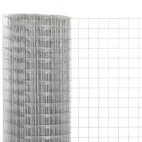 Hønsenet i galvaniseret stål - 25 × 1,5 m, sølvfarvet