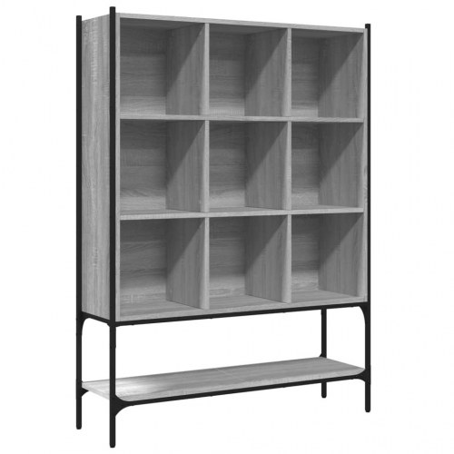 Bogreol 102×30×141,5 cm - grå sonoma-eg, konstrueret træ og stål