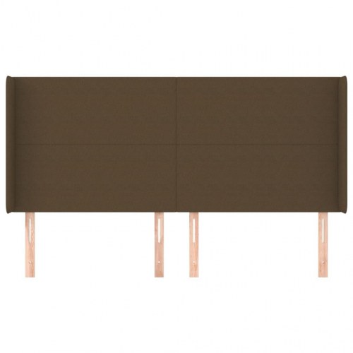 Sengegavl med kanter 203 x 16 x 118/128 cm stof mørkebrun