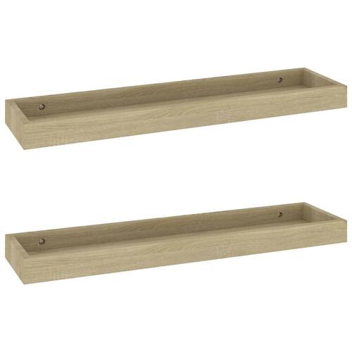 Væghylder med kanter 2 stk. 60x15x4 cm MDF egetræsfarvet