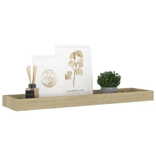 Væghylder med kanter 2 stk. 60x15x4 cm MDF egetræsfarvet